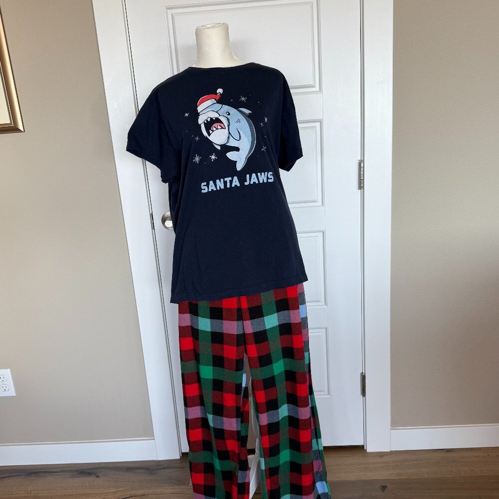 Santa Jaws Fleece Pajama Set - 1X